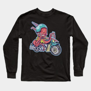 Octopus riding a motorcylce Long Sleeve T-Shirt